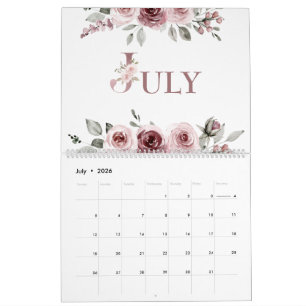 Calendrier Rose Élégante Rose Poussiéreuse 2026