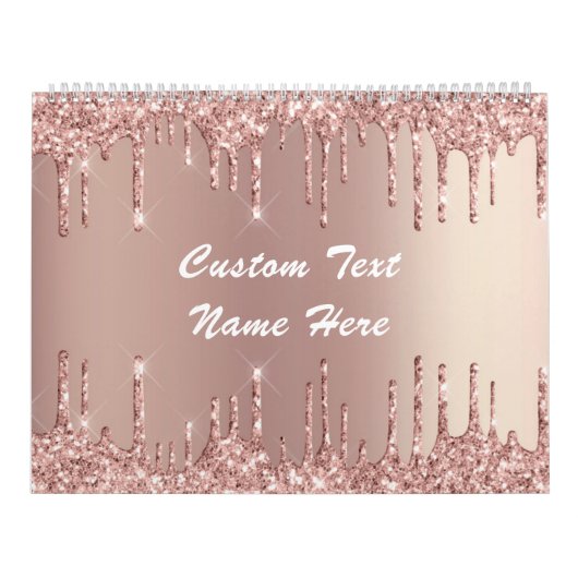 Calendrier Rose Gold Blush Parties scintillant Cadeau texte p (Protection)
