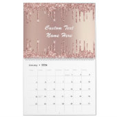 Calendrier Rose Gold Blush Parties scintillant Cadeau texte p (Jan 2026)