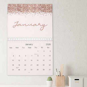 Calendrier Rose Gold Minimaliste Moderne 2027