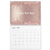 Calendrier Rose Gold Parties scintillant personnalisé Calendr (Mar 2026)