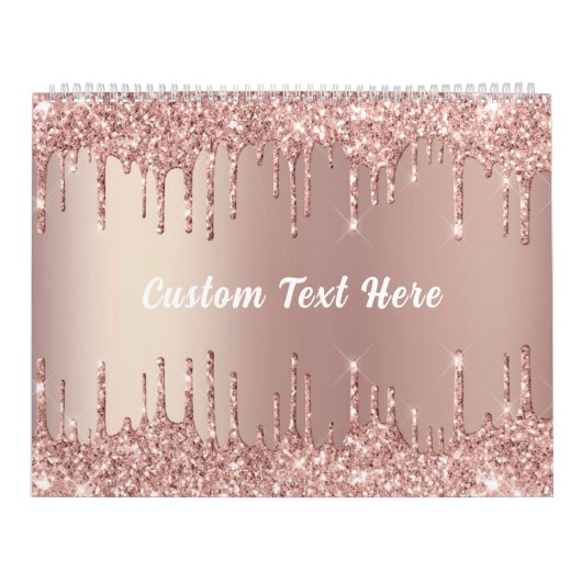 Calendrier Rose Gold Parties scintillant personnalisé Calendr (Protection)