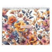 Calendrier Rose moderne floral chute girly élégant élégant (Protection)