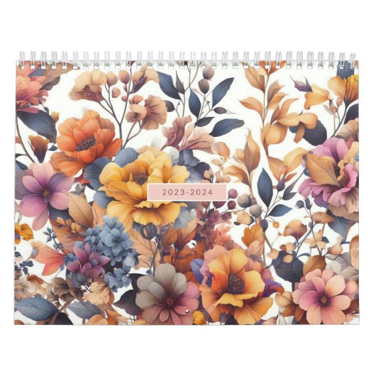 Calendrier Rose moderne floral chute girly élégant élégant (Protection)