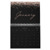 Calendrier Rose Noire Paillettes Or Élégant Moderne Script 20 (Jan 2027)