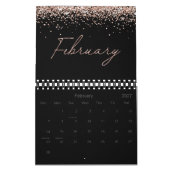 Calendrier Rose Noire Paillettes Or Élégant Moderne Script 20 (Feb 2027)