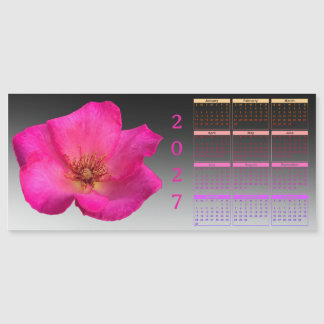 Calendrier Rose Rose 2027 - Carte Magnétique Flora