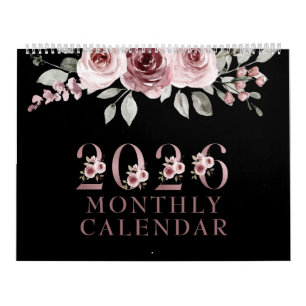 Calendrier Rose Rose Élégant Rose 2026