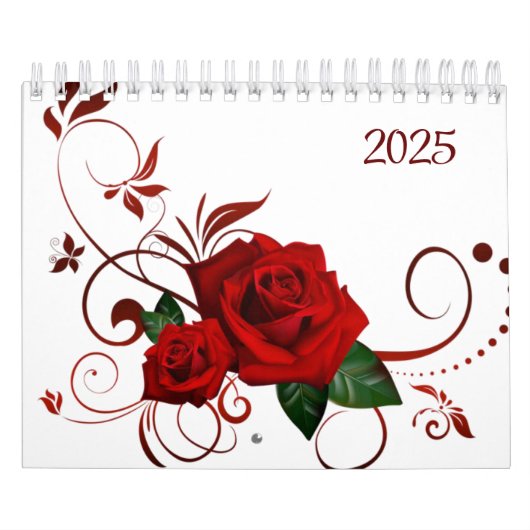 Calendrier Rose rouge Floral 2025 (Protection)