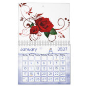 Calendrier Rose rouge Floral 2025 (Jan 2027)