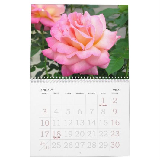 Calendrier Roses 2018 Custom Calendar (Jan 2027)