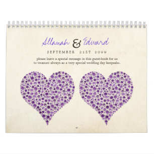 Calendrier Roses de Purple Heart épousant le livre de signe