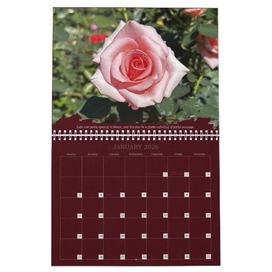 Calendrier Roses Photography Inspirational Quote Calendar (Jan 2026)