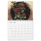 Calendrier Roses rouges Art Nouveau vintage (Mar 2026)