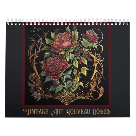 Calendrier Roses rouges Art Nouveau vintage (Protection)
