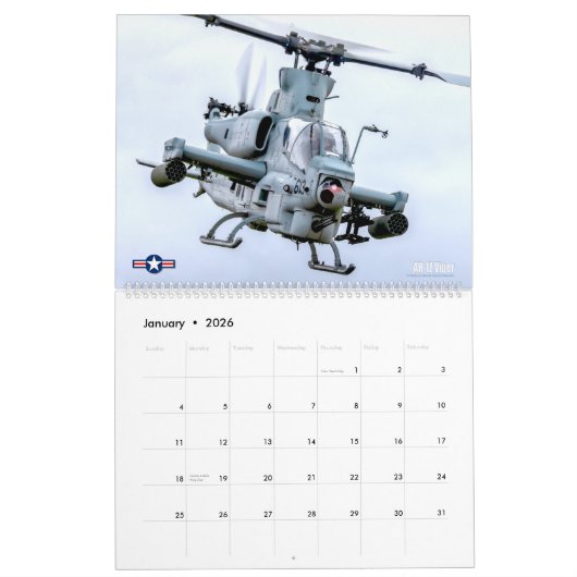 Calendrier ROTORS DE COMBAT - giravion d'attaque amphibie (Jan 2026)