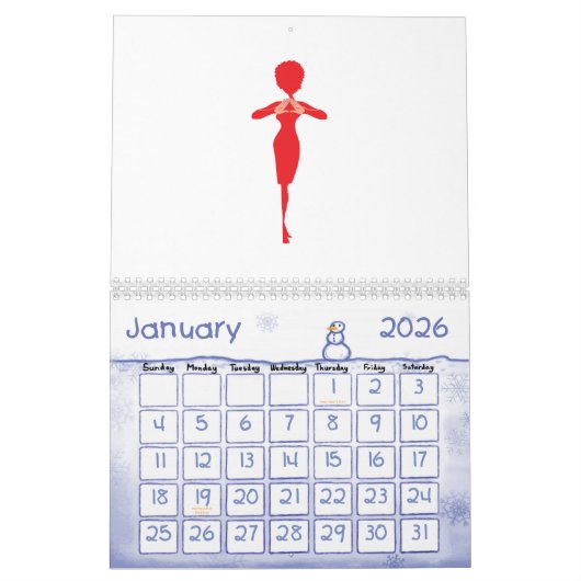 Calendrier rouge d'éléphant (Jan 2026)