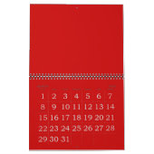 Calendrier rouge vierge avec jours fériés et grand (Mar 2026)