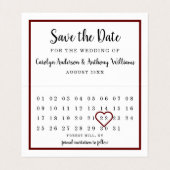 Calendrier Rouge Vin Moderne Enregistrer la carte  (Intérieur déplié)