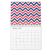 Calendrier Rouges Lignes Géométriques Blanches Zig Zag Baseba (Feb 2027)