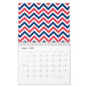 Calendrier Rouges Lignes Géométriques Blanches Zig Zag Baseba (Mar 2027)