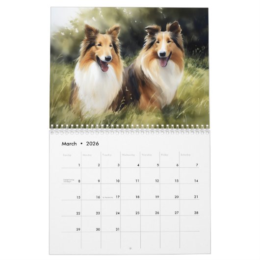 Calendrier Rough Collie Calendrier, n'importe quelle année (Mar 2026)