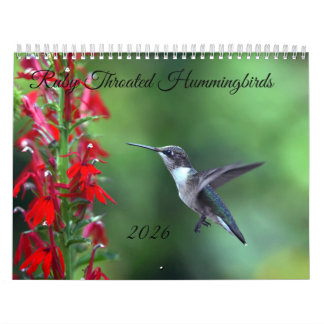 Calendrier Ruby Throated Hummingbird 2026 Calendar