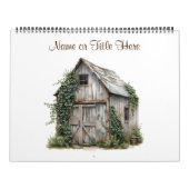 Calendrier Rustic Country 12 différentes Granges Personnalisé (Protection)