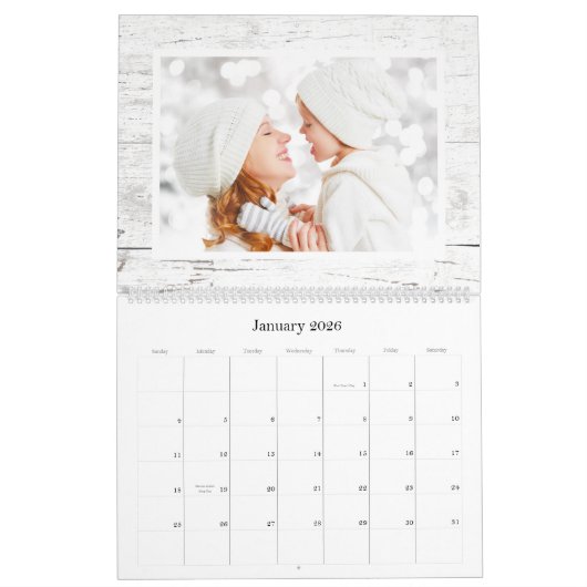Calendrier Rustic Laurel Wreath Greenery Custom 2024 Photo (Jan 2026)