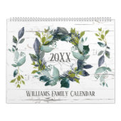 Calendrier Rustic Laurel Wreath Greenery Custom 2024 Photo (Protection)