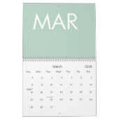 Calendrier Sage Vert Moderne Minimaliste (Mar 2026)