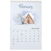 Calendrier Saisons Aquarelle 2026 (Feb 2027)