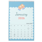 Calendrier Saisons Kawaii Colorées Chaque Mois (Jan 2027)