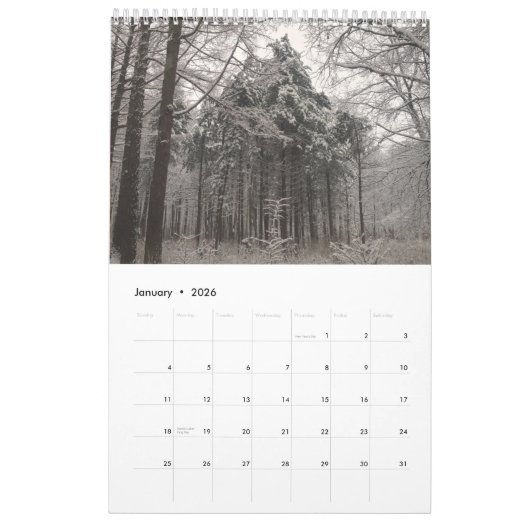 Calendrier Saisons Russes Page simple Petit Calendrier, Blanc (Jan 2026)