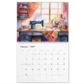 Calendrier Salle de couture à l'aquarelle (Feb 2027)