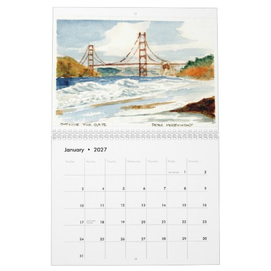 Calendrier San Francisco et le Golden Gate (Jan 2027)