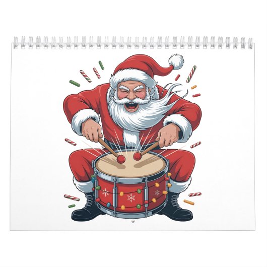 Calendrier Santa Playing Drums Christmas Drummer Xmas  (Protection)