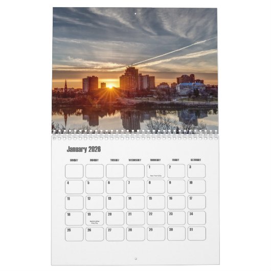 Calendrier Saskatchewan-Canada (Jan 2026)