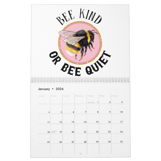Calendrier Sauvez les abeilles nature insecte volant science (Jan 2026)
