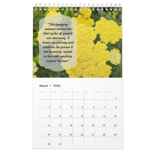 Calendrier Say It Daily Affirmations in Bloom 12-months (Mar 2026)