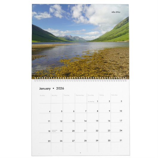 Calendrier Scottish landscapes (Jan 2026)