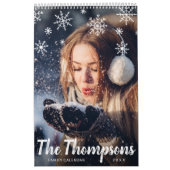 Calendrier Script de calcaire moderne Snowflakes Photo de fam (Protection)