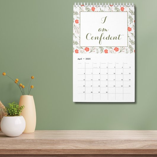 Calendrier Script Floral d'hiver Affirmation positive 2025