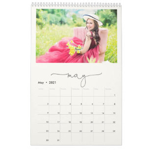 Calendrier Script minimaliste en marbre photo multi-famille