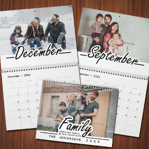 Calendrier Script moderne Famille Vie Amour Citation et photo