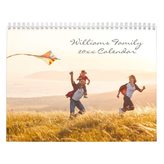 Calendrier Script moderne Simple Custom Family Photo 2024 (Protection)