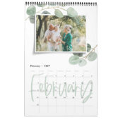 Calendrier Script photo d'eucalyptus minimal d'aquarelle mode (Feb 2027)