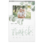 Calendrier Script photo d'eucalyptus minimal d'aquarelle mode (Mar 2026)