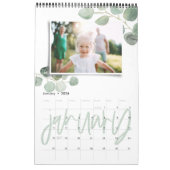 Calendrier Script photo d'eucalyptus minimal d'aquarelle mode (Jan 2026)