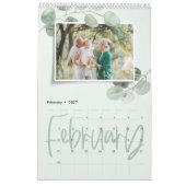Calendrier Script photo d'eucalyptus minimal d'aquarelle mode (Feb 2027)